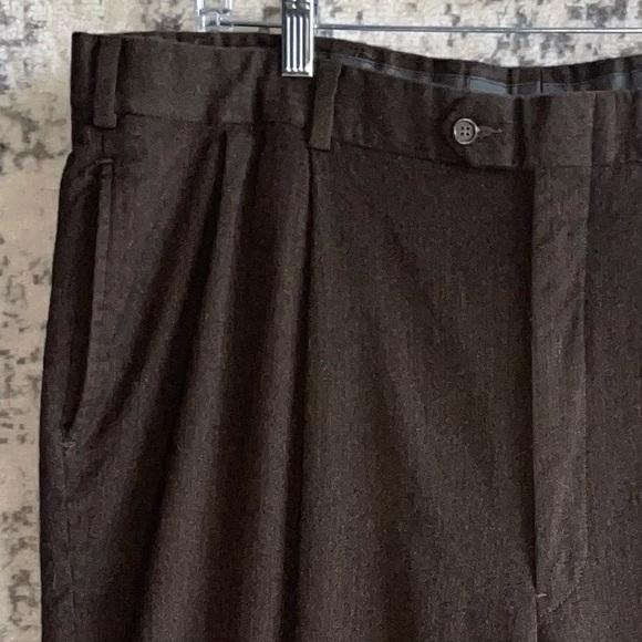 Austin Reed Trousers Mens Size 42 Pants Brown Wool Blend Pleated Casual London - Picture 3 of 10